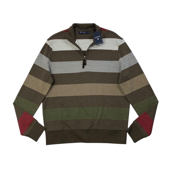 Cremieux Sweater Mens S Small Cotton Classics Striped 1/4 Zip Pullover Rugby - Picture 1 of 10